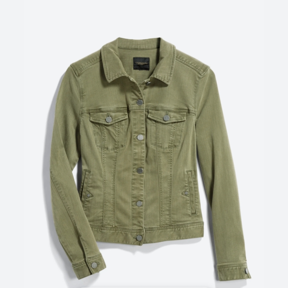 Liverpool Yemma Denim Jacket Olive Green Size Large